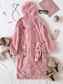 Áo khoác nhung họa tiết bướm hồng jacquard có thể đảo ngược dành cho bé gái, có túi khóa kéo, thích hợp mặc khi đi chơi, đi nghỉ và mặc ở nhà - Hồng - Xem 2
