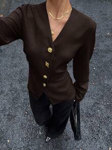 Siren Gaze 女士金属扣腰衬衫，秋冬新品