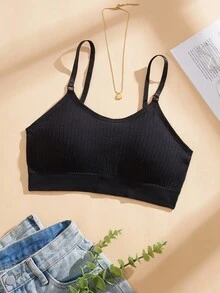 Women's Ribbed Black Backless Comfortable Casual Underwear - Black - View 4