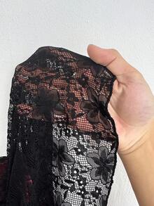Whyspr 大码女式蕾丝拼布不对称下摆宽松休闲裙 - 彩色 - 查看 7