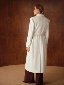 MOTF PREMIUM AUTUMN/WINTER WOOL BELTED LONG OVERCOAT - White - View 3