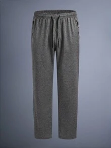 DRIFTMERE 1PC Men Drawstring Waist Solid Sweatpants Long Sweat Pants Plain Gym Basic, Fall & Winter, Sports Casual Spring To Summer - Grey - View 2