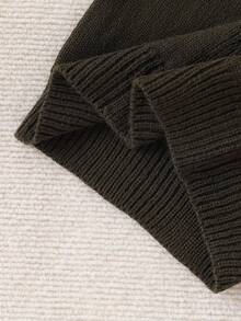 SHEIN Vintaside Kids مجموعة كنزة صوفية وبنطلون للبنات الصغيرات، كنزة صوفية كارديجان مطرزة بكشكشة على الحواف مع أزرار عمودية، مقترنة ببنطلون ذو ساق واسعة، طراز طازج وجميل، سمك عادي وملمس ناعم، ضروري للخروجات اليومية في فصلي الخريف والشتاء