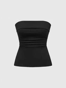 ROMWE Grunge Punk Hauts femme multicolores à ourlet fendu noir et blanc