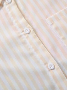 SHEIN Tween Girls ME Loose Casual Sweet Cute Back Graphic Striped Long Sleeve Shirt, Suitable For Daily, Commute, Casual, Hangout With Friends Fall Winter