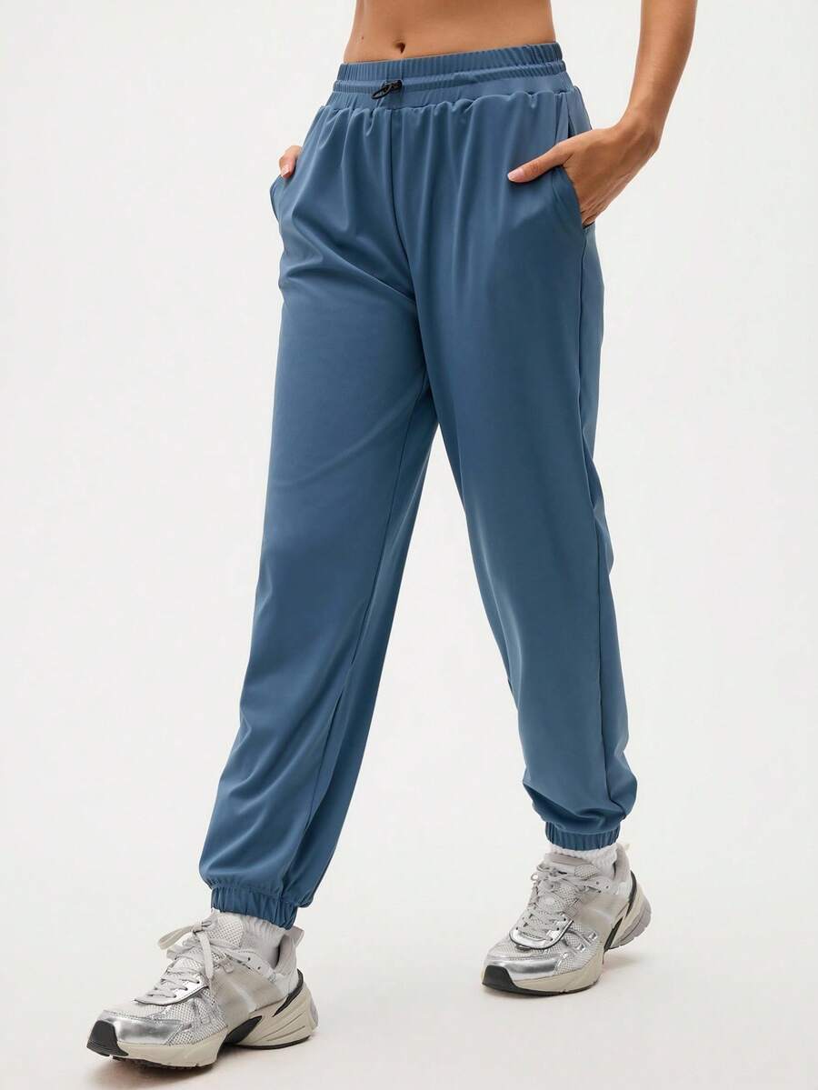 Eassivo Eassivo بنطلون نسائي كاجوال أحادي اللون للخارج