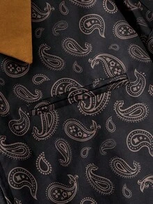 Manfinity VCAY Men's Casual Cashew Flower Print Shacket, Suitable For Everyday Wear Graphic Collar Shirt Vintage Jacket Men Paisley Jacket, For Fall Winter - Multicolor - View 4