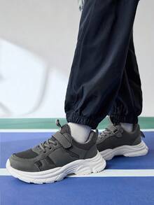 JNSQ 1 Pair Fashionable Casual All-Match Versatile Comfortable Soft Sole Lightweight Lace-Up Breathable Mesh Athletic Sneakers, Suitable For All Season - Dark Grey - View 2