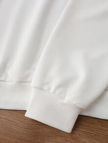 Glissea 女士休闲时尚柠檬印花宽松圆领短袖运动衫，百搭简约，春秋季 - 白色 - 查看 4