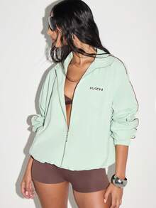 KIZN Lightweight Full Zip Track Jacket Autumn Spring Windbreaker Racing Stripe Long Sleeve Basic Outerwear Casual Everyday Streetwear Fashion Essential Layer