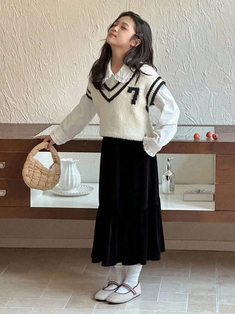 Tween Girls Korean Velvet Skirt