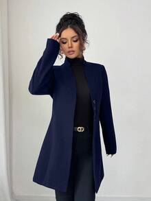 SHEIN Tall 女式休闲立领羊毛混纺修身夹克