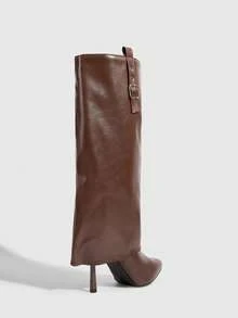 Daringsoles Giày bốt cao gót đế thô thời trang thoải mái dành cho nữ - màu nâu - Xem 11