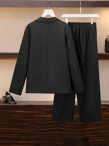 SHEIN Clasi Bộ đồ đi làm thời trang tối giản cho nữ cỡ lớn - màu đen - Xem 2