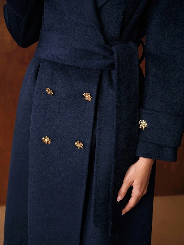 WOOL DOUBLE BREASTED BELTED OVERCOAT