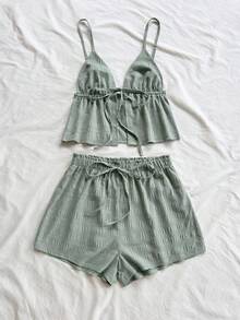 Soleia Bộ đồ nữ mới gồm áo dệt kim màu xanh lá cây có thể điều chỉnh và quần short viền bèo nhún, thích hợp cho tiệc trà chiều, dạo phố, kỳ nghỉ, tiệc tùng, lễ hội âm nhạc, lễ Phục sinh, phong cách nghỉ dưỡng, phong cách thường ngày, phong cách Bohemian, phong cách miền Tây, lễ hội âm nhạc, phong cách đồng quê, bữa ăn sáng muộn, bãi biển, trang phục sân bay, dáng rộng, mùa tốt nghiệp, bộ đồ 2 mảnh dành cho nữ, trang phục cưới. - màu xanh lá - Xem 6