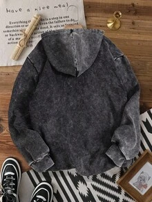 Attitoon Vintage Street Style Loose Snowflake Graphic Oversized Hoodie Sweatshirt For Women, Suitable For Fall/Winter