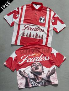 PAVTROS Herren Street-Style beliebtes INS Retro Farbblock Figurenmuster Outdoor Musik Festival Nachtclub Freund Ehemann Geschenk Jahrestags Geschenk Herren Street-Style Poloshirt