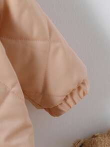 SHEIN 男婴休闲连帽羊毛夹克，冬季 - 卡其色 - 查看 4