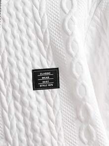 Mirajuku 1 件休闲纹理面料字母装饰弧形下摆圆领 T 恤，适合青少年男孩，适合休闲、通勤、日常穿着、分层穿着、运动 - 白色 - 查看 8