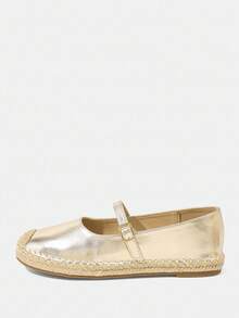 Styleloop Sapatos baixos dourados da moda feminina - Ouro - Ver 2