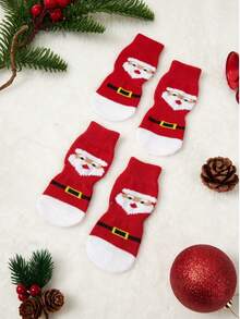 PETSIN 1 Style Pet Cartoon Socks, Christmas Stockings (Santa Claus, Reindeer, Snowman Patterns), Non-Slip Paw Covers, Non-Slip & Stain-Resistant, Christmas Pet Supplies - Multicolor - View 26