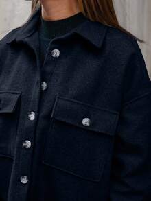 EURMUSE Casual Solid Color Cropped Jacket, Autumn/Winter - Black - View 4