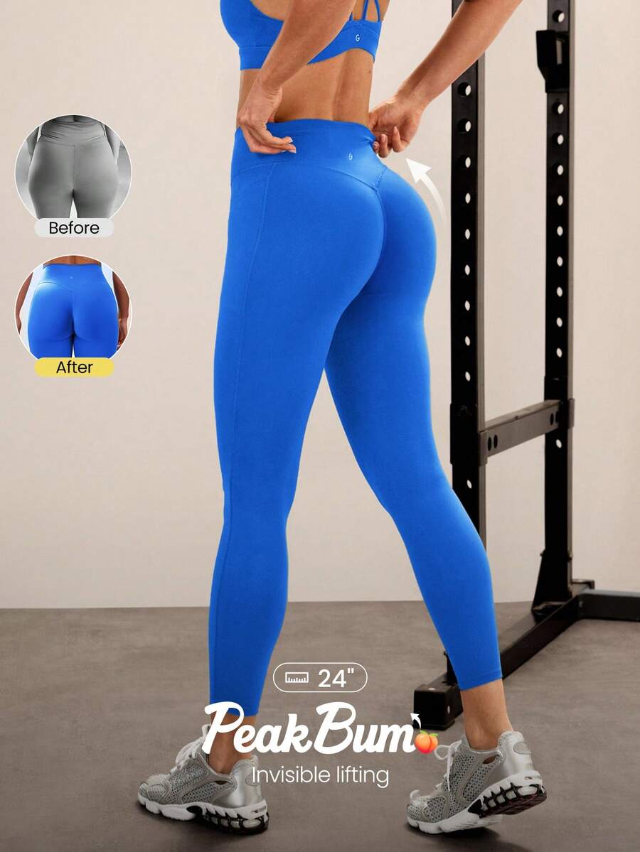 24" Peakbum Powersculpt™-Air Sculpt Flex Sweat-Wicking Cool Feel V-Waist Butt-Lifting Leggings High Impact Workout Running Training