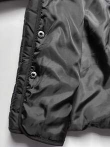 Black Scarf Style Loose Padded Coat, Korean Fashion Winter - Black - View 14