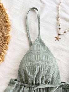 Soleia Bộ đồ nữ mới gồm áo dệt kim màu xanh lá cây có thể điều chỉnh và quần short viền bèo nhún, thích hợp cho tiệc trà chiều, dạo phố, kỳ nghỉ, tiệc tùng, lễ hội âm nhạc, lễ Phục sinh, phong cách nghỉ dưỡng, phong cách thường ngày, phong cách Bohemian, phong cách miền Tây, lễ hội âm nhạc, phong cách đồng quê, bữa ăn sáng muộn, bãi biển, trang phục sân bay, dáng rộng, mùa tốt nghiệp, bộ đồ 2 mảnh dành cho nữ, trang phục cưới. - màu xanh lá - Xem 4