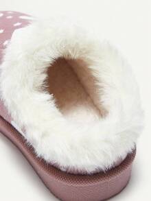 Cozy Pixies 1 Paio di pantofole invernali con cuori alla moda, senza lacci, con fodera calda, adatte per casa, casual, uso quotidiano, esterno in inverno (modello casuale)