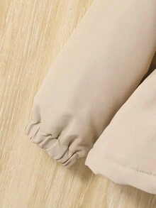 SHEIN 女婴秋冬休闲卡其色羊毛连帽夹克