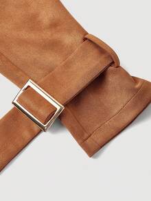 SHEIN MOD Abrigo de trinchera de mujer con cuello con solapas, volantes decorativos y cinturón de doble botonadura, estilo vintage de moda callejera de otoño