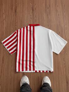 Manfinity VCAY 男士条纹圣诞老人印花衬衫 - 白色 - 查看 2