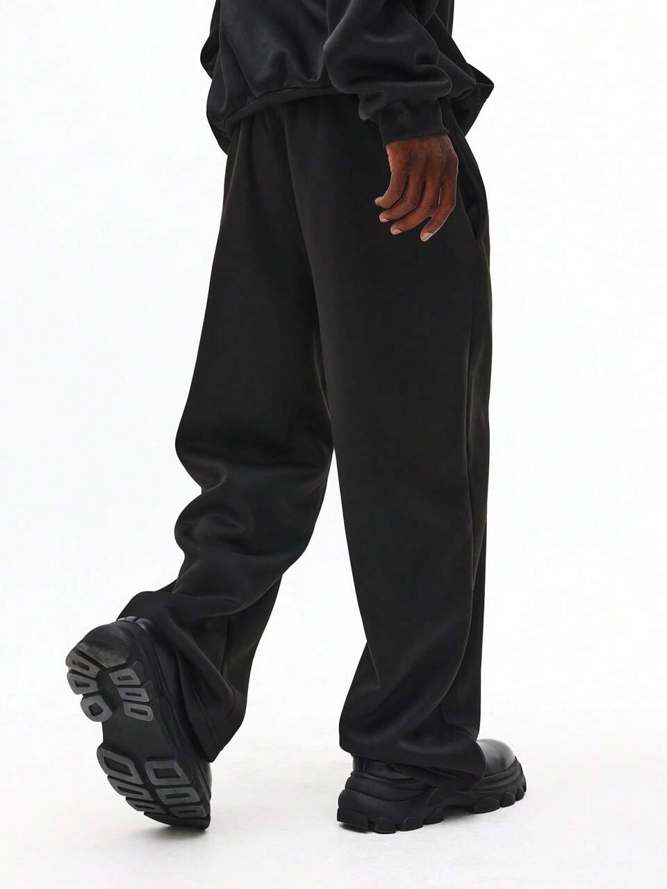 Wide Leg Fleece Sweatpants With Side Logo Print