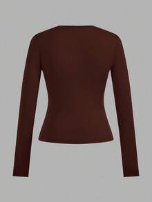 SHEIN EZwear 4 件套女士圆领休闲修身长袖 T 恤套装，秋冬 - 彩色 - 查看 11