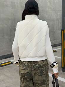Muchica Women's New Best-Selling Autumn And Winter Sleeveless Fluffy Zipper Windproof Plush Jacket - White - View 3