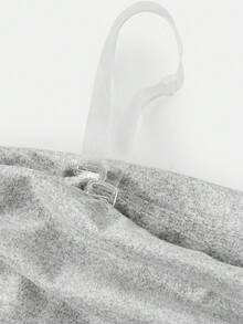 SHEIN 青少年女孩 2 件纯色浅灰色春秋露肩长袖短款上衣和喇叭裤休闲套装，适合日常穿着，适合返校