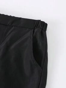 SHEIN 2 件套青少年男童服装 - 修身不对称背心 + 直筒休闲裤套装，韩版风格，适合婚礼、正式派对、钢琴演奏会、主持、休闲场合、春夏季 - 黑色 - 查看 7