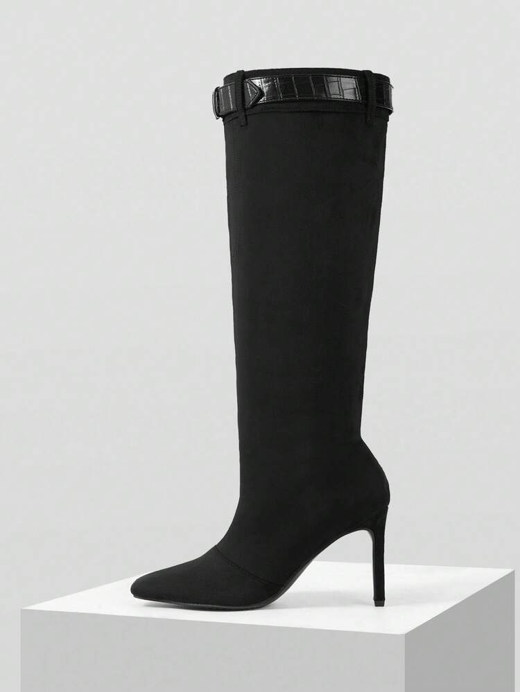 PATENT LEATHER STILETTO KNEE-HIGH BOOTS