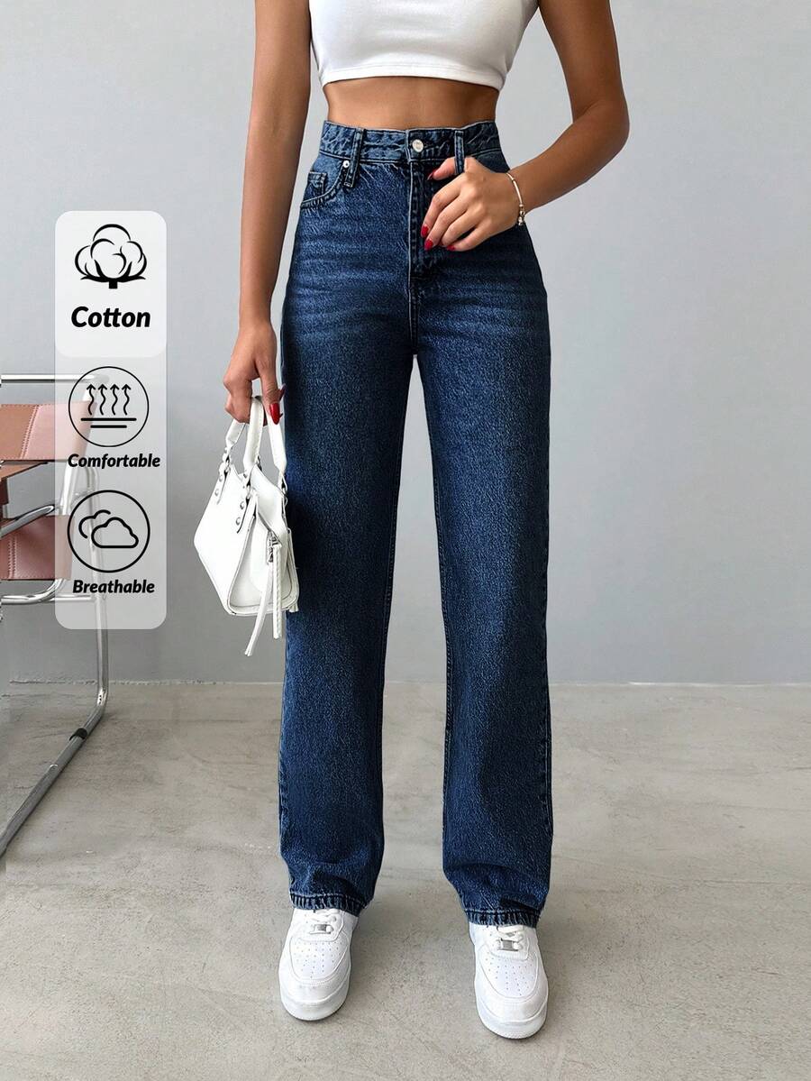 SHEIN Tall Jeans dritti in vita alta con lavaggio effetto neve