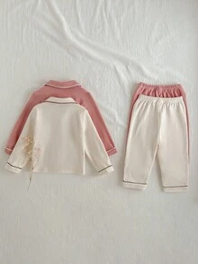 Loomiva 女童撞色长袖睡衣 - 杏色 - 查看 2