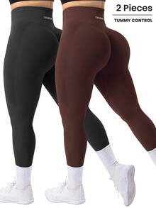 Easithlete Plus Size Seamless Graphic Print Leggings - Multicolor - View 1