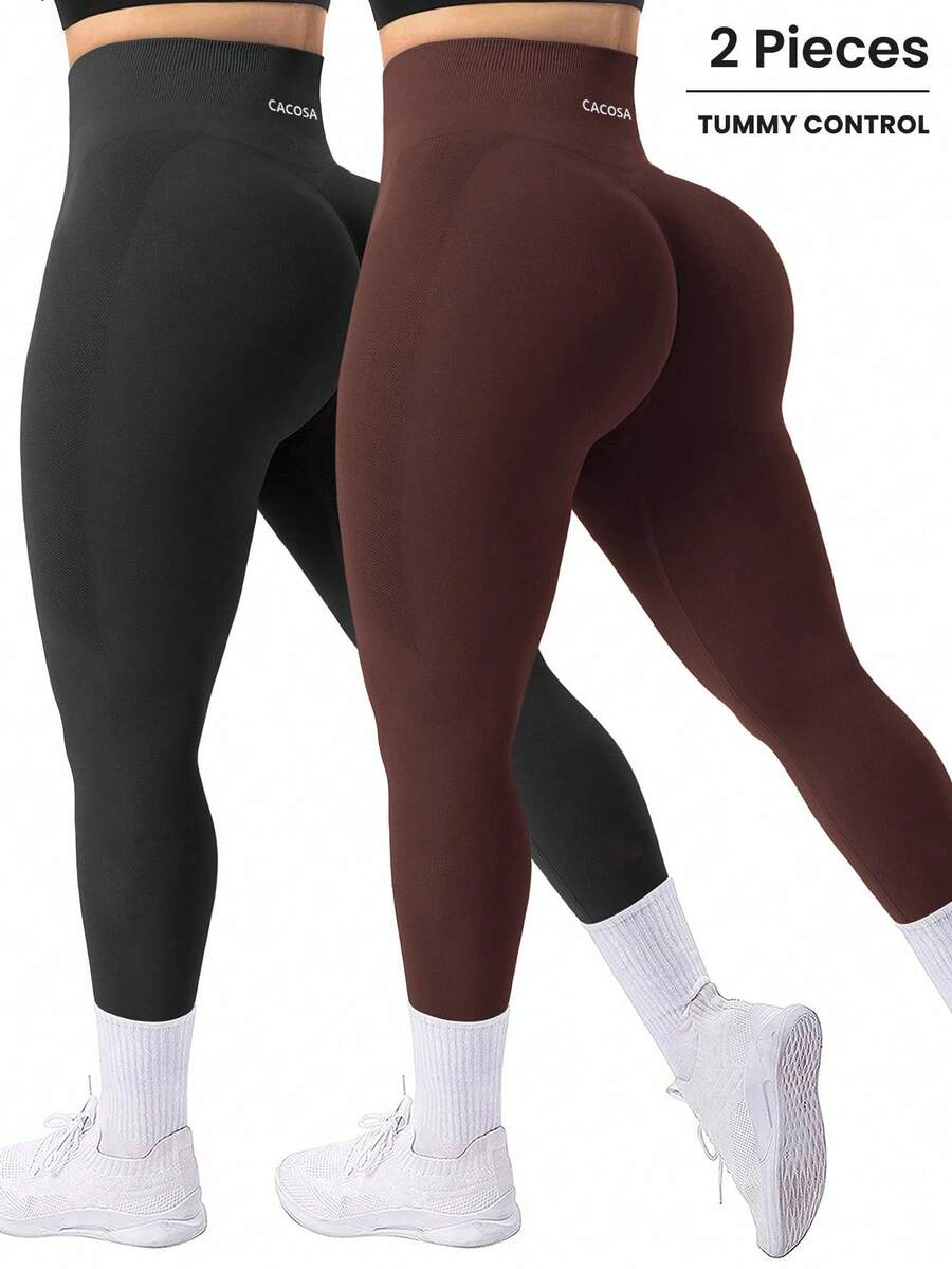 Easithlete Plus Size Seamless Graphic Print Leggings - Multicolor - View 1