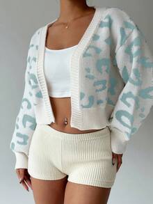 SHEIN Unity 女士豹纹宽松休闲开衫，秋冬 - 彩色 - 查看 8