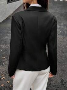 SHEIN Unity Elegante chaqueta tipo blazer minimalista para dama de oficina, adecuada para ir y venir, otoño/invierno - Negro - View 2
