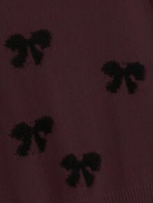 Maglione lavorato a maglia con collo a ciurillo, stile casual e ampio, adatto per ragazze adolescenti, ideale per il tempo libero e lo sport all'aperto - Bordò - Visualizzare 6