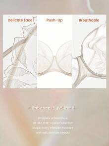 LUVLETTE 加刺绣优雅内衣休闲曲线全覆盖透气无衬里花卉蕾丝白色透明最小化网眼新娘内衣文胸
