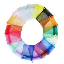 50/100个礼品包装袋，橄榄绿色欧根纱糖果袋，绿色包装袋及餐具，万圣节和圣诞节家居用品，节日、婚礼和派对礼品包装用品，节庆活动和派对礼品包装袋。适用于各种节日派对、聚会、生日、婚礼、结婚礼品包装用品、珠宝包装欧根纱袋、糖果袋、旅行收纳包装袋和节日礼品袋，也适用于水果防虫罩袋。 - 彩色 - 查看 33