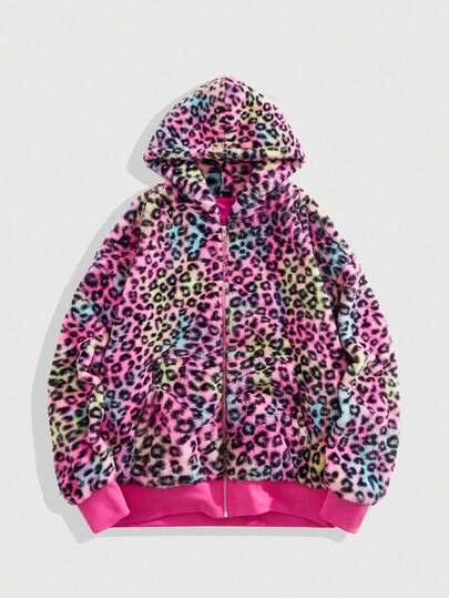 Street Life Men's Colorful Leopard Print Hooded Sweatshirt Sweatshirt